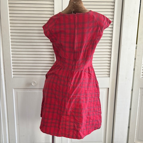 Mata Traders Red Plaid Cap Sleeve Dress M - Picture 3 of 6